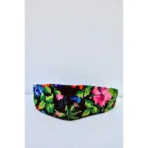 Colorful Kilim Floral Guatemalan Mexican Belt - Floral Wool/Cotton Belt S - M Colorful Kilim Floral Belt - Guatemalan Belt - Mexican Belt  main image 4